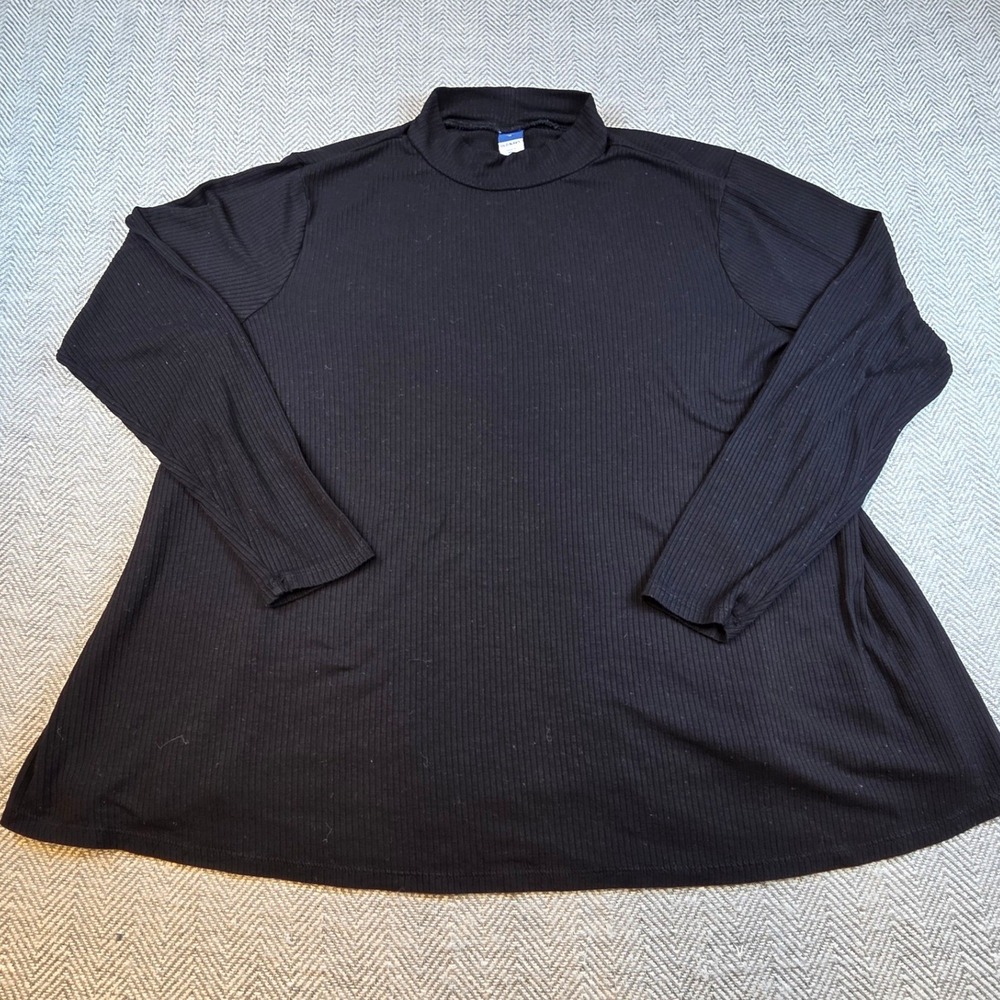 Old Navy Luxe Black Ribbed Mock Neck Swing Top Long Sleeve Mens M